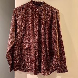 Long-sleeve Flower Print Blouse